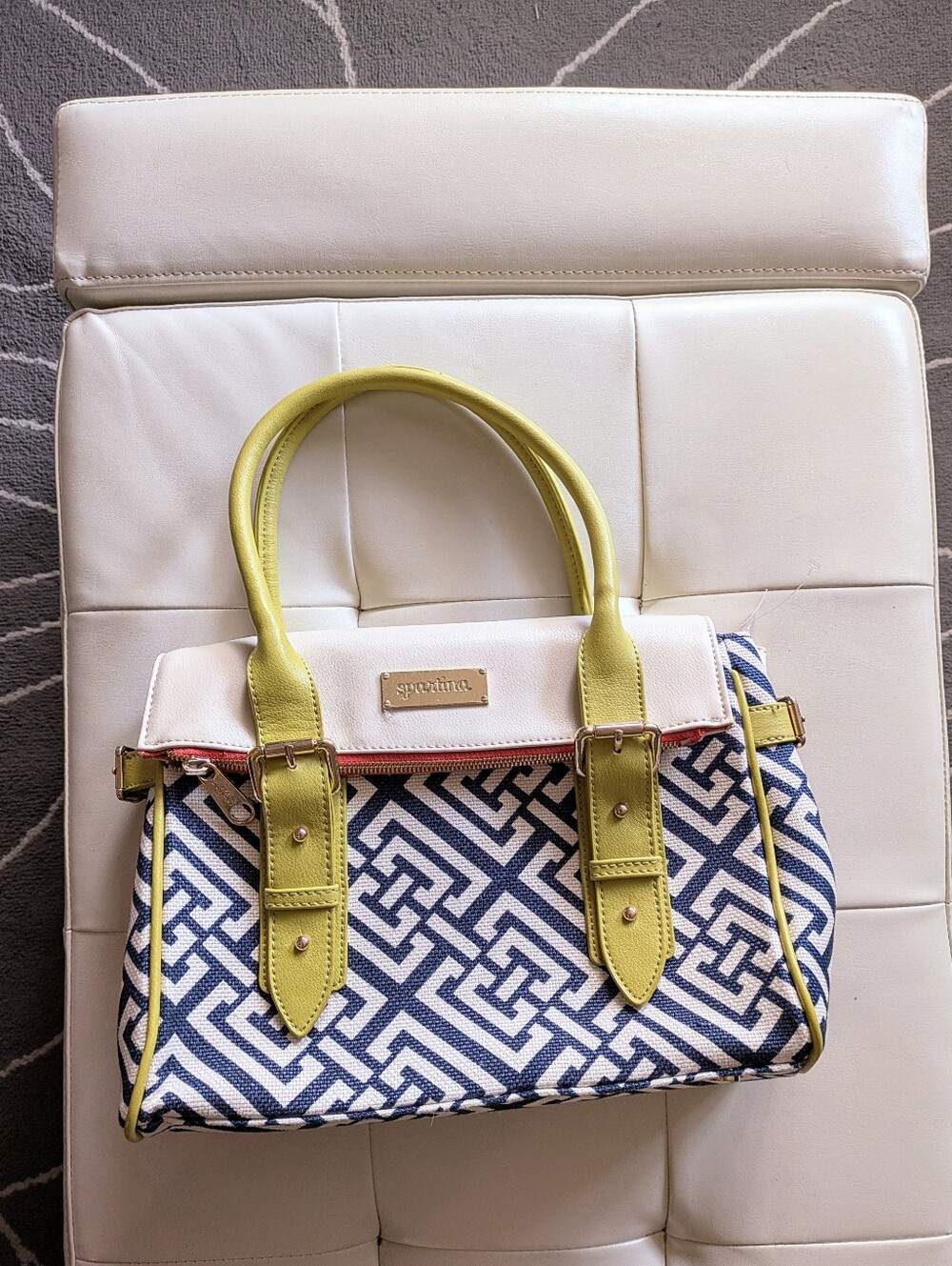 New Spartina Geo Print Satchel Canvas Summer Bag